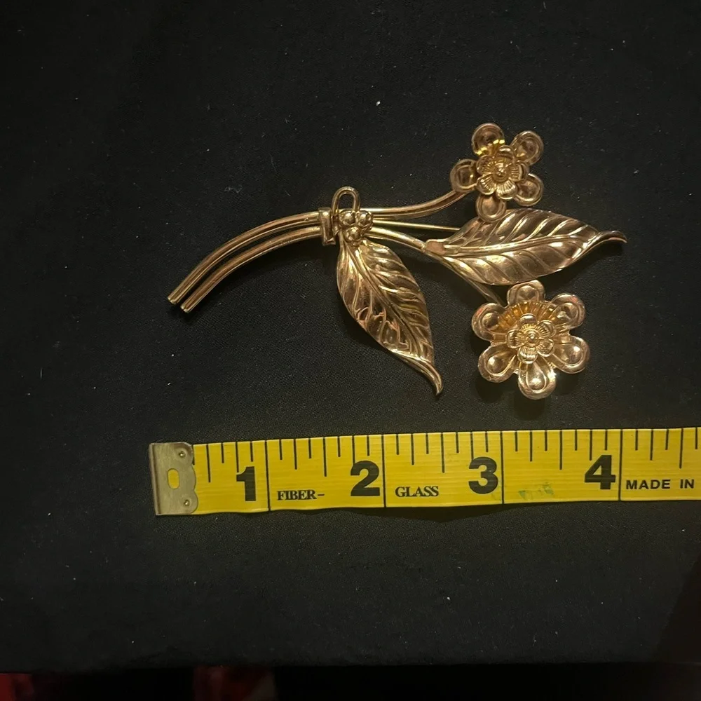 Vintage Floral Brooch Gold Plating over Sterling Silver Coro 1940s